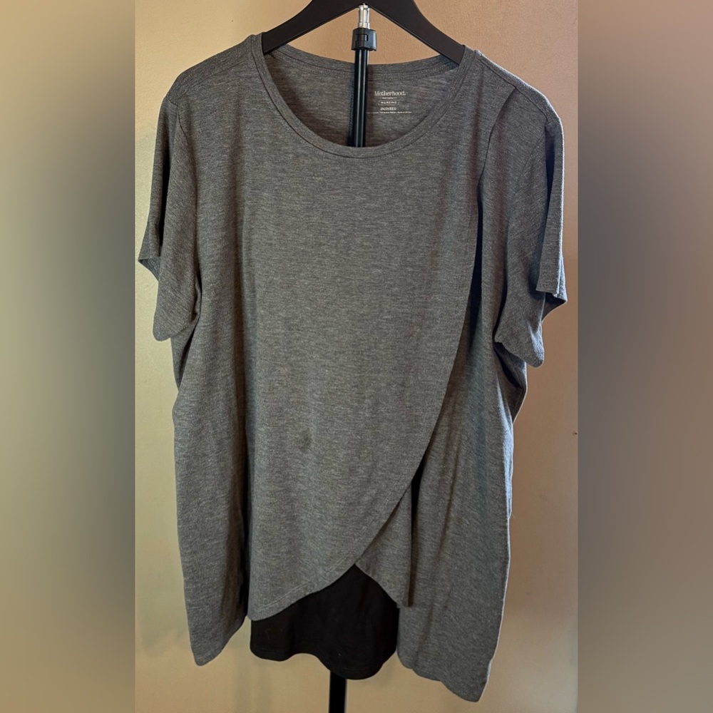 Motherhood Maternity Nursing Top Shirt Gray 2X Cover Women’s